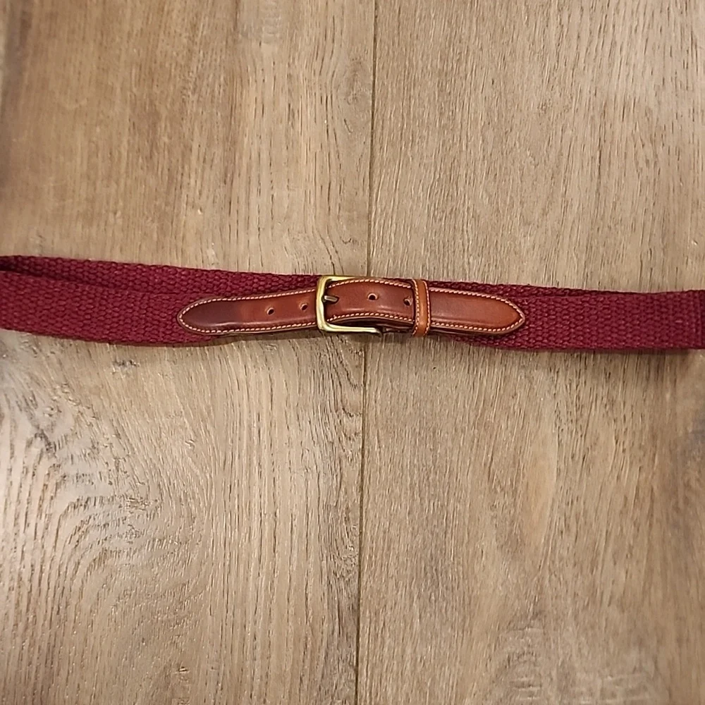 Vintage Trafalgar Woven Belt Burgundy Maroon Leather Accents 90s Men's size 34